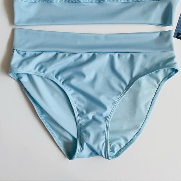 Kyodan | Blue Glass Longline Mock Neck Bikini Watercolor Flower NWT L - Picture 2 of 13